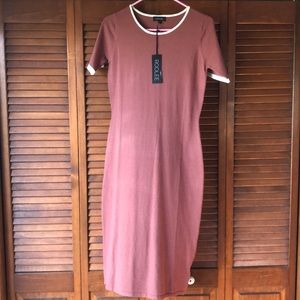 NWT ROOLEE Maroon Ringer-Style Sweater Dress Size S